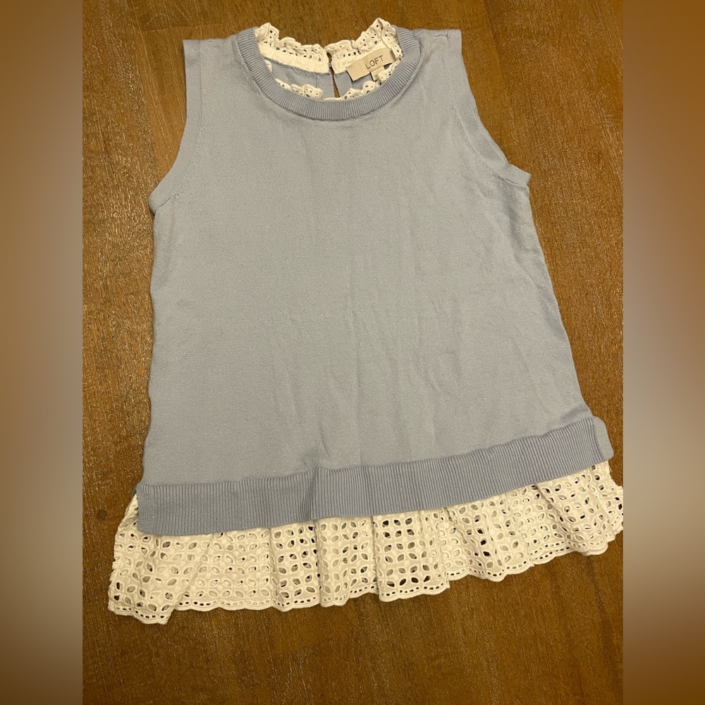 LOFT white knot eyelet sleeveless sweater tank top